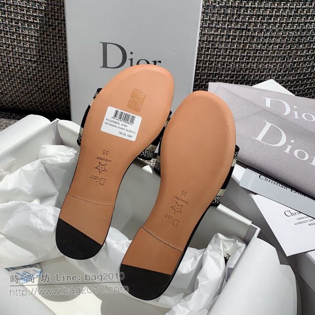 DIOR女鞋 迪奧2021專櫃新款磨砂新大底涼拖 Dior一字型刺繡拖鞋  naq1444